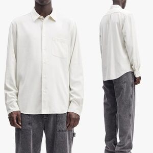 NWT Samsoe Liam Button Up Collared Shirt Clear Cream Mens Size XXL‎ Long Sleeve